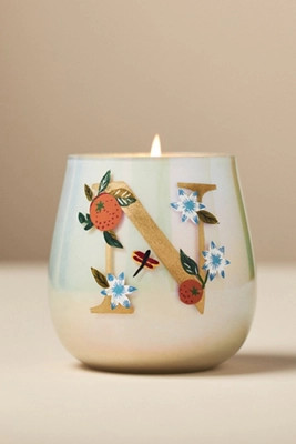 Fruity Monogram Floral Night Gardenia Glass Candle | Anthropologie (US)
