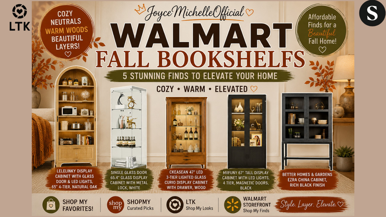 Walmart Fall Bookshelf Finds 🍂 | 5 Gorgeous Display Cabinets That Look Expensive

Today we’re shopping Walmart Fall Bookshelf Finds with a focus on beautiful display cabinets that can instantly elevate your home for fall. 🍂🤎
I found 5 gorgeous cabinets and bookcases that bring together warm woods, glass doors, lighting, storage, and that elevated designer look without losing functionality.
Featured in today’s video:
🍂 LELELINKY Display Cabinet — Natural oak finish, glass door, LED lighting, and four tiers for displaying books, fragrance, decor, collectibles, and more.
🤍 Single Glass Door Display Cabinet — A clean white finish with tempered glass shelving and a modern, streamlined design.
🤎 CKEASEAN LED Display Cabinet — A warm wood cabinet featuring three tiers, adjustable shelves, mirrored backing, LED lighting, and additional drawer storage.
🖤 MIIFUNY Tall Display Cabinet — A sleek black 67-inch cabinet with LED lights, four-tier storage, and magnetic doors.
🖤 Better Homes & Gardens Ezra China Cabinet — A rich black statement cabinet that adds sophisticated storage to a living room, dining room, kitchen, or entertaining space.
These are the kinds of pieces I love for fall layering because you can completely change their look throughout the year. Add books, pottery, candles, baskets, florals, fragrance, glassware, and seasonal decor to create a beautifully styled moment.
Which one would you put in your home? Natural oak, white, warm wood, or rich black? 🍁



🛍️Walmart Storefront:




🛍️ShopMy:
https://shopmy.us/shop/collections/7327949



🛍️LTK:
https://liketk.it/6ma3h



#WalmartFinds #WalmartHome #WalmartFallFinds #WalmartFurniture #FallHomeDecor #FallDecor2026 #BookshelfStyling #DisplayCabinet #CurioCabinet #ChinaCabinet #HomeDecor #AffordableHomeDecor #LuxuryForLess #CozyHome #WarmNeutralDecor #FallDecorating #HomeStyling #JoyceMichelleOfficial



Walmart fall finds, Walmart fall decor, Walmart bookshelves, Walmart bookshelf, Walmart furniture, Walmart home decor, Walmart display cabinet, Walmart curio cabinet, Walmart china cabinet, Better Homes  

 #LTKdayinmylife #LTKOver40 #LTKHome