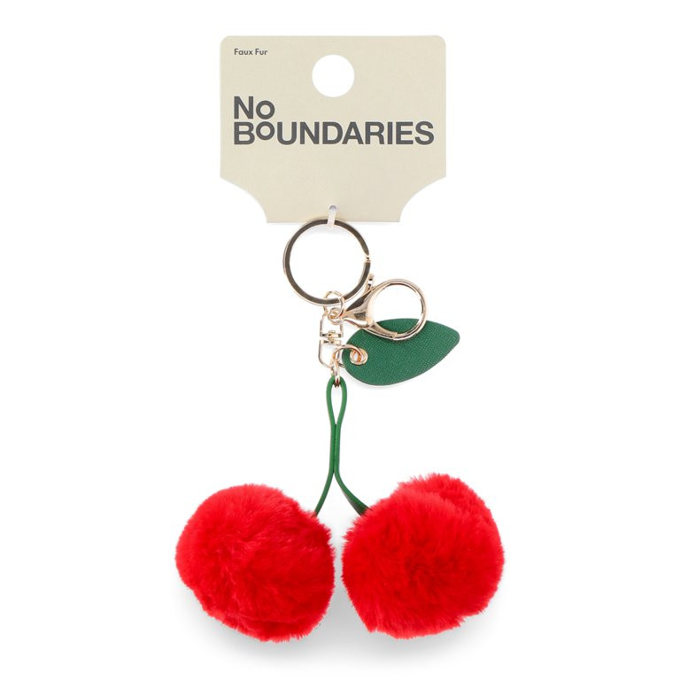 No Boundaries Plush Cherry Keychain/Bag Clip, Red, Women's | Walmart (US)