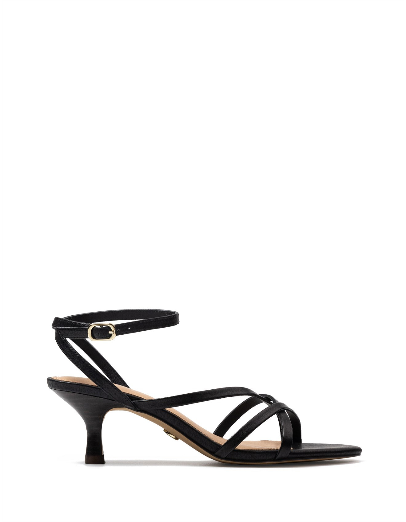 KAILEE Black Leather Strappy Heel | David Jones (Australia & New Zealand)