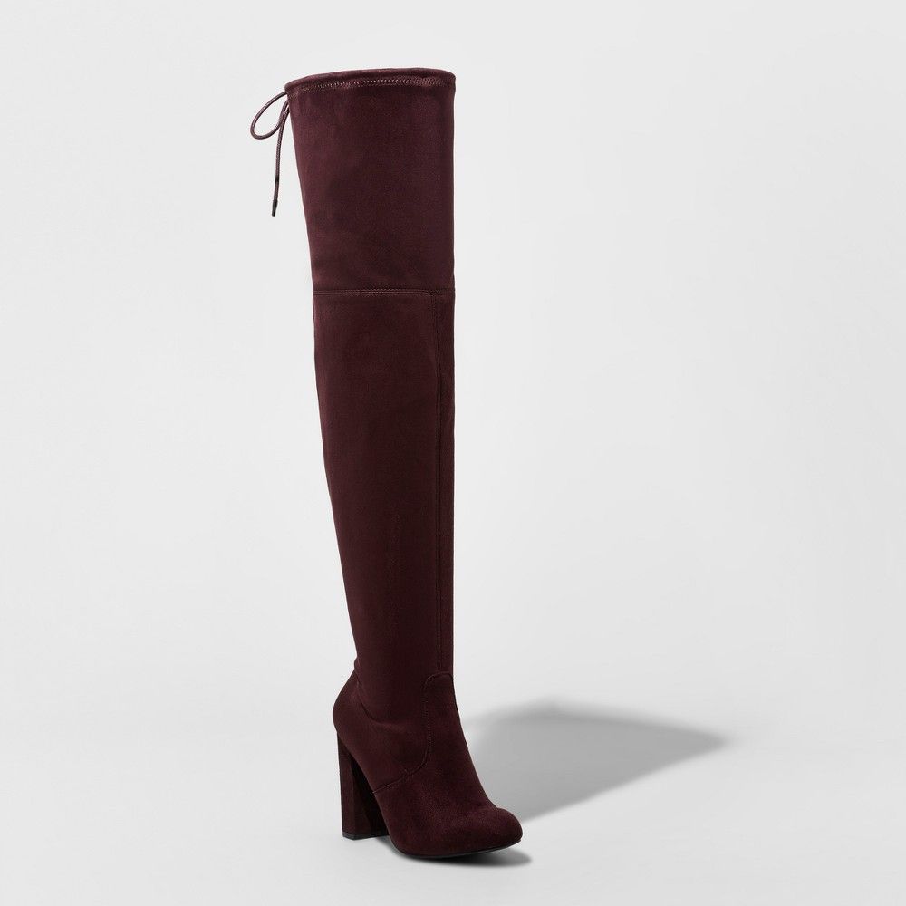 Women's Penelope Heeled Over the Knee Boots - A New Day Burgundy (Red) 6.5 | Target