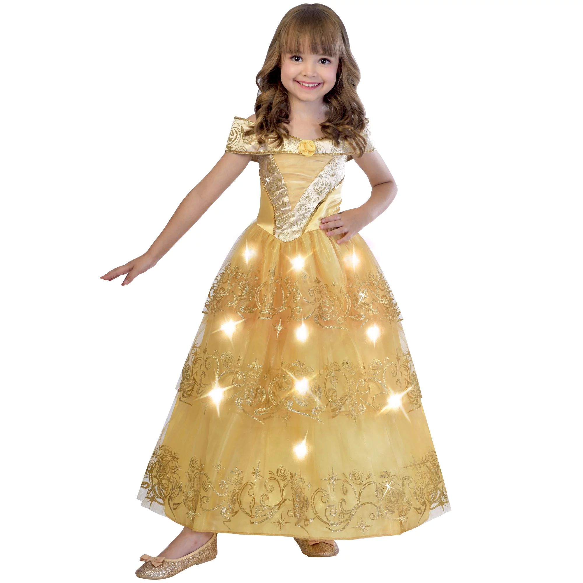 Halloween Girls’ Belle of the Ball Light-Up Dress Costume, By Way to Celebrate, Size Small | Walmart (US)