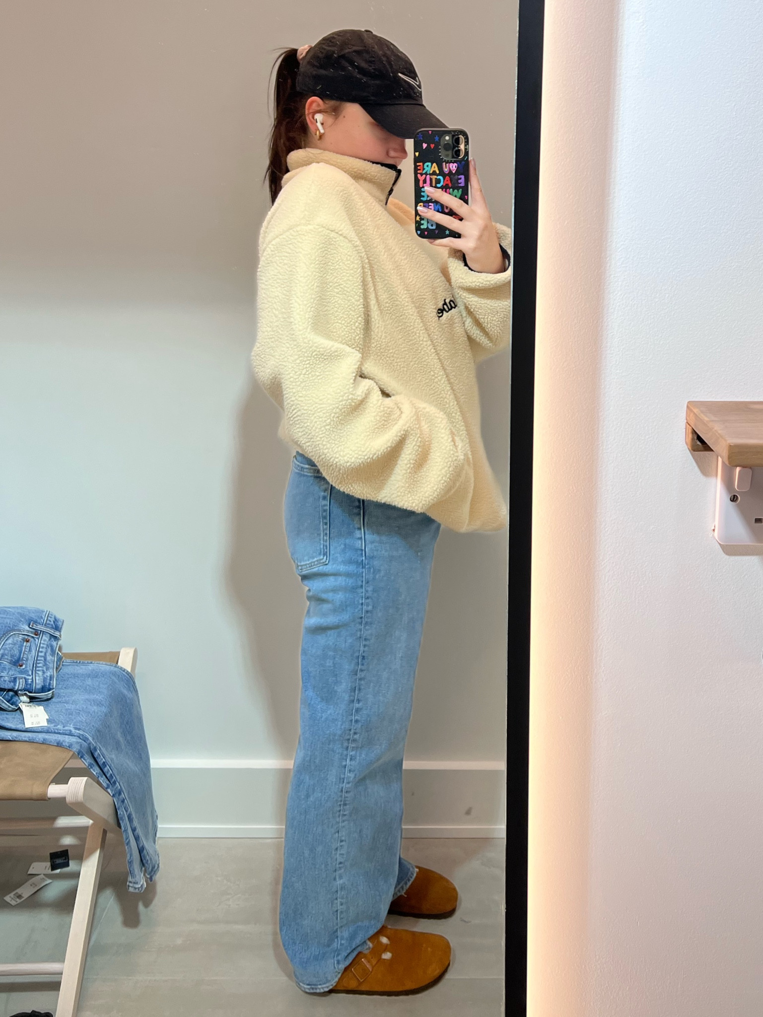 autumn winter fashion borg teddy fleece sla the label abercrombie jeans casual outfits birkenstock clogs casual style 

#LTKeurope #LTKstyletip #LTKSeasonal