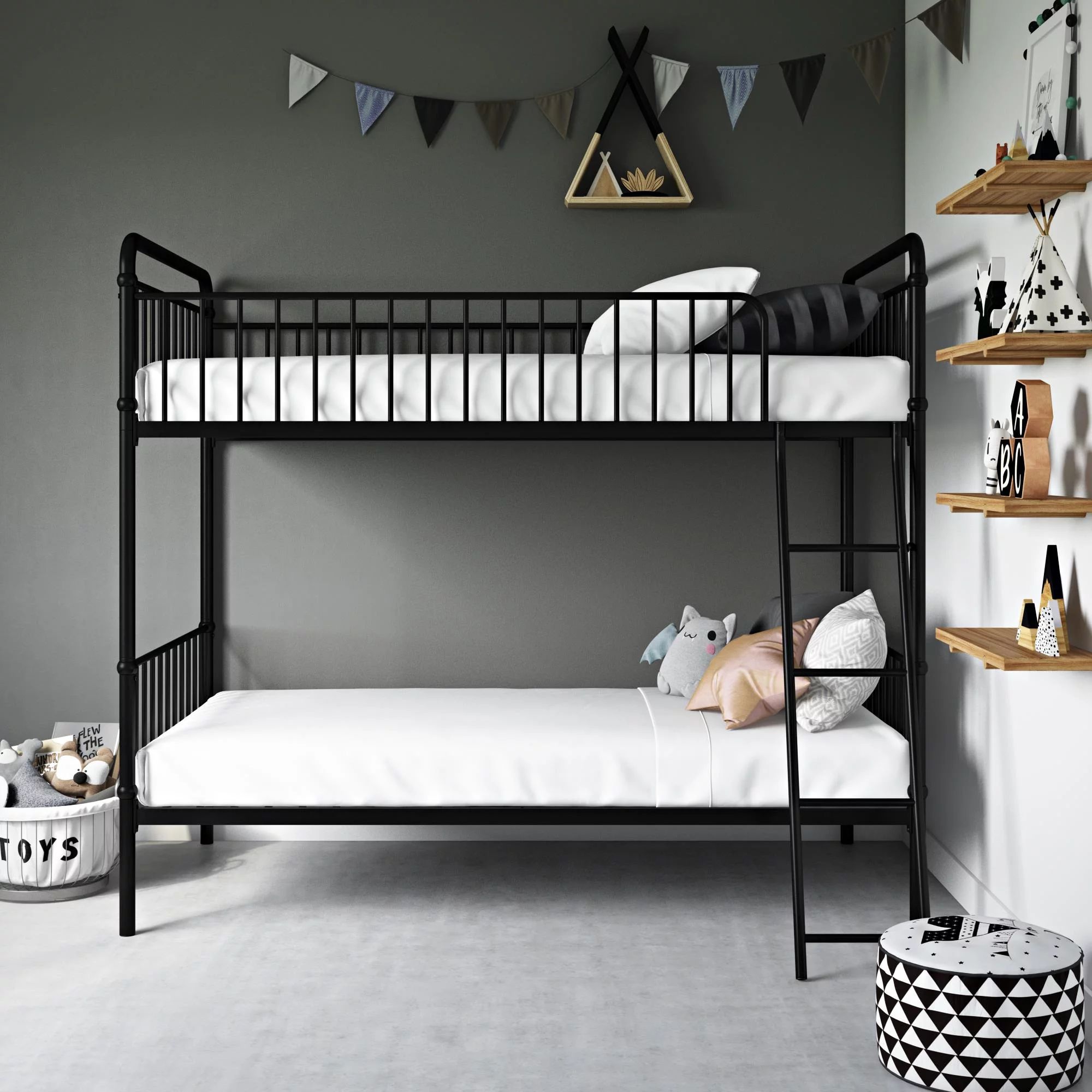 Better Homes & Gardens Kelsey Twin-over-Twin Metal Bunk Bed, Black | Walmart (US)