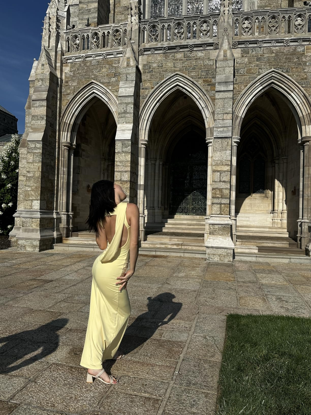 Amazon.com: Parthea Women Wedding Guest Dress Bodycon Long Sleeveless Backless Side Slit Elegant ... | Amazon (US)