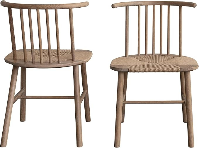 Bloomingville Oak Dining Chair Set with Paper Accents, Natural | Amazon (US)