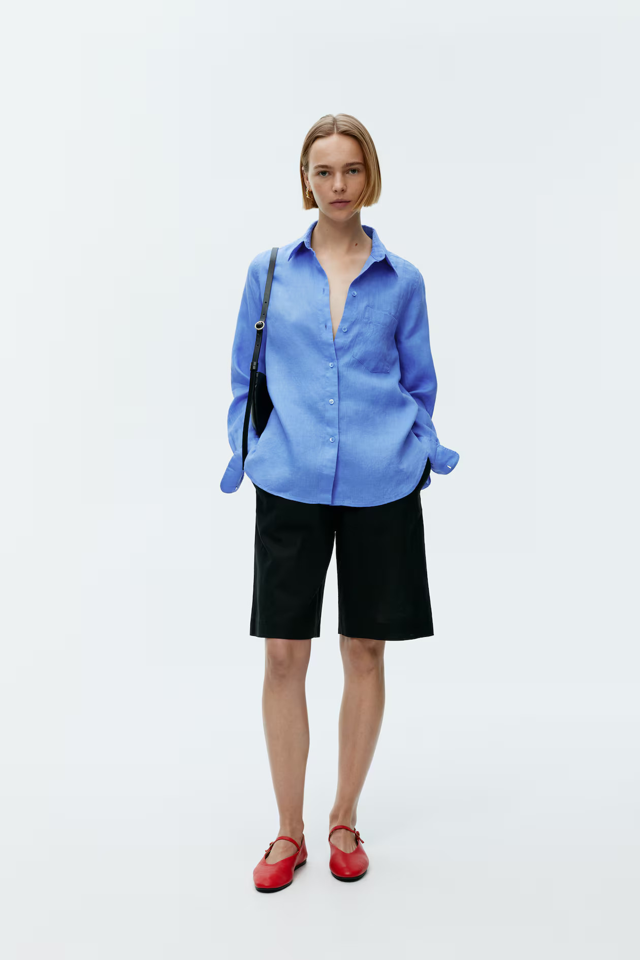 Leinenhemd - Langarm - Normale Länge - Blau - Ladies | H&M AT | H&M (DE, AT, CH, NL, FI)