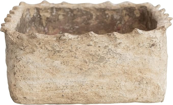 Creative Co-Op Boho Decorative Handmade Paper Mache, Natural Container, Ivory | Amazon (US)
