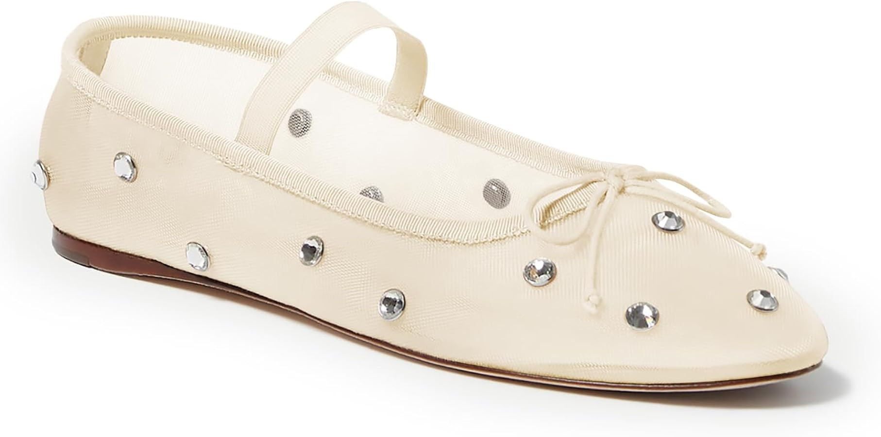 Coutgo Womens Mesh Ballet Flats Crystal Rhinestone Studded Comfortable Mary Jane Dress Shoes | Amazon (US)