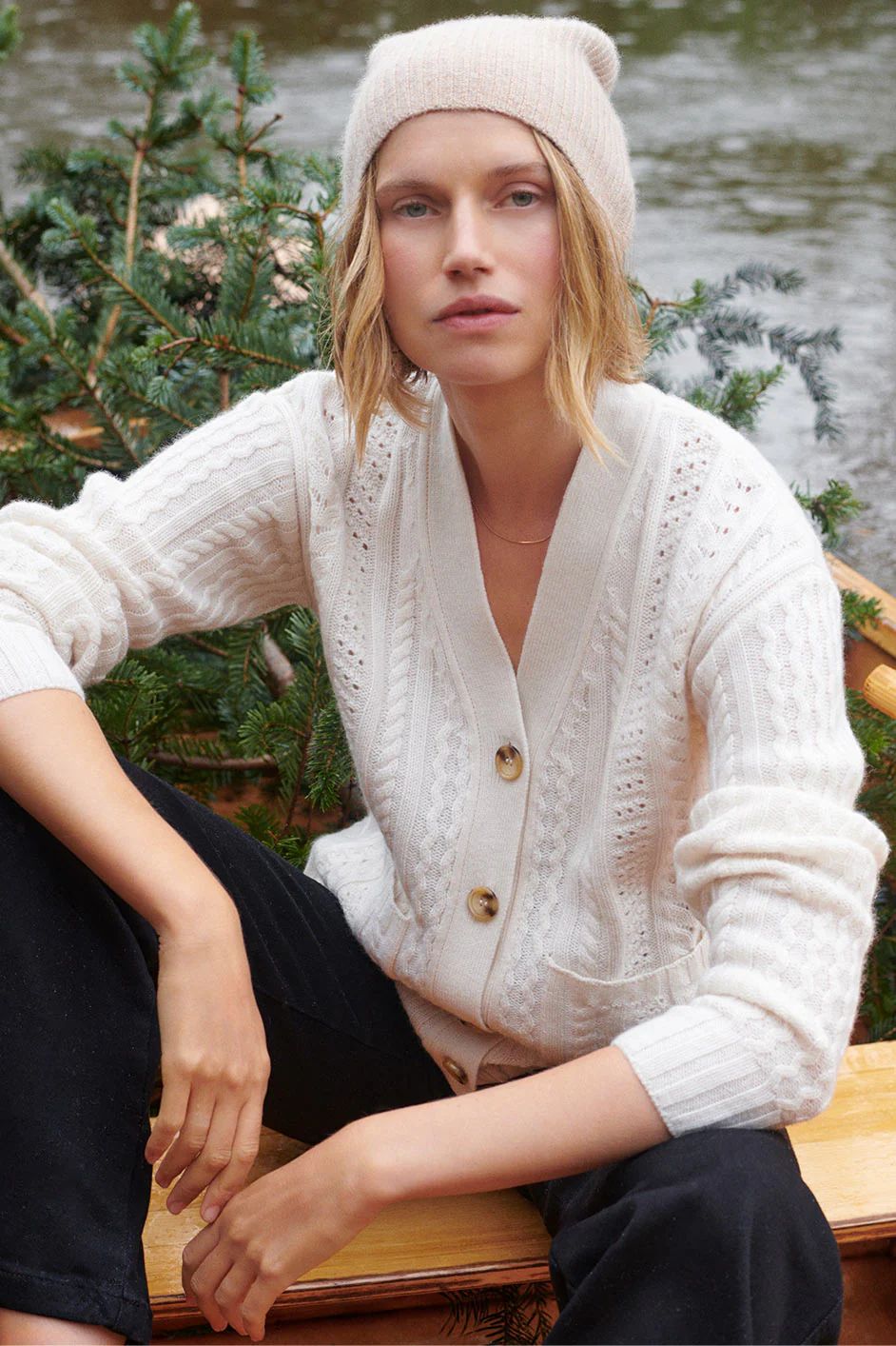 Cathy Cable Cardigan - Ivory | WYSE London