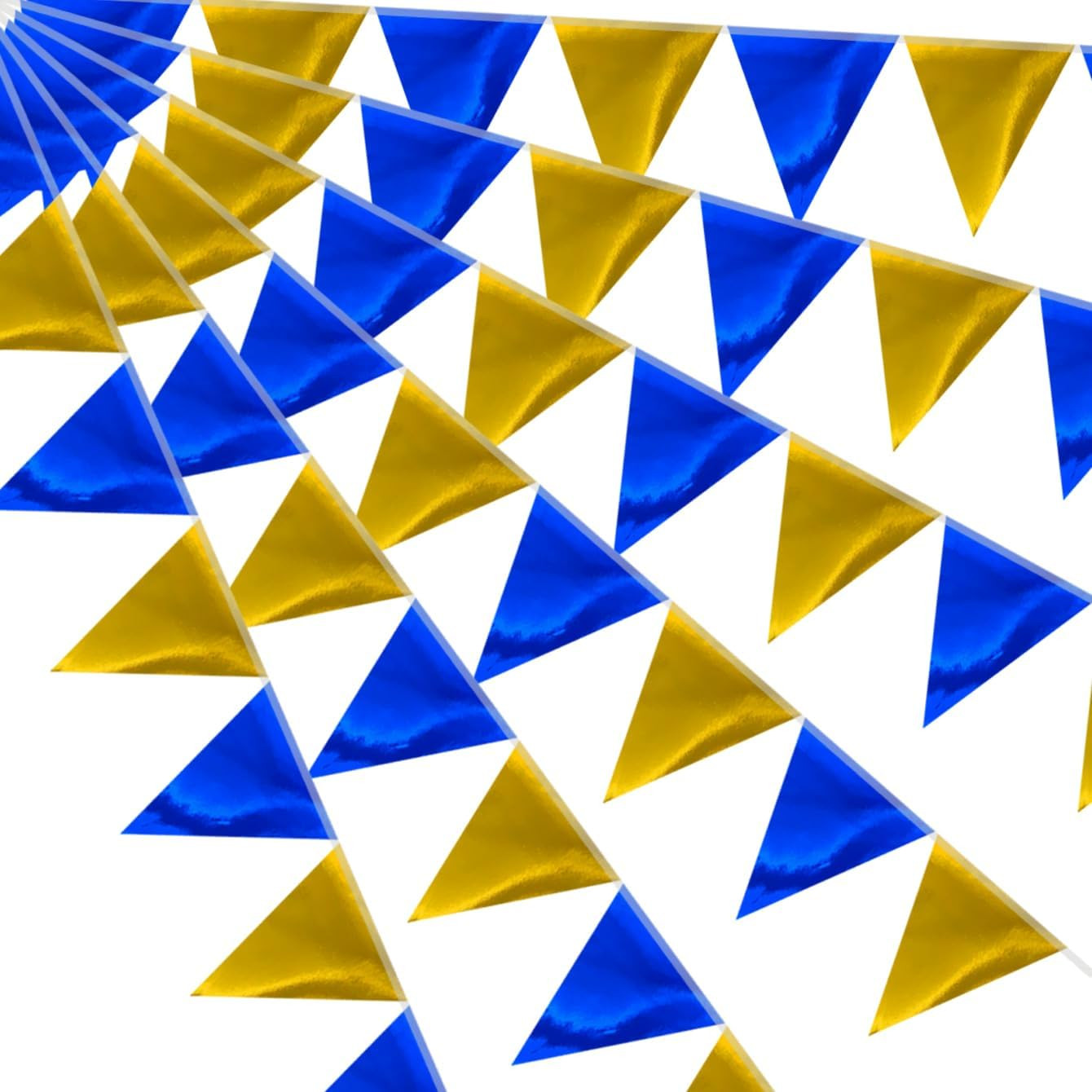64ft Royal Blue Gold Triangle Pennant Banner Flag Metallic Paper Bunting Garland for Hanging Backdrop Birthday Party Decorations Graduation Nautical Ahoy Achor Bridal Wedding Party Supplies | Amazon (US)