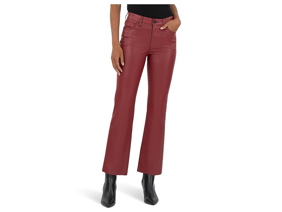 KUT from the Kloth Kelsey High Rise Ankle Flare With Raw Hem Women's Jeans Red : 16 R, Denim/Modal/Polyester | Zappos