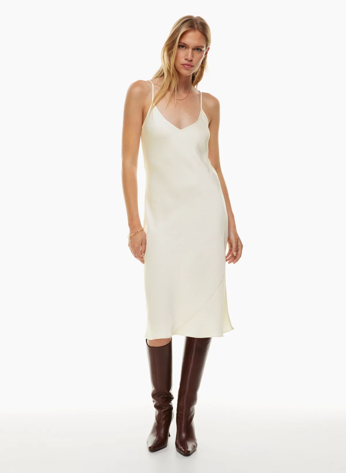 ONLY SLIP SATIN MIDI DRESS | Aritzia