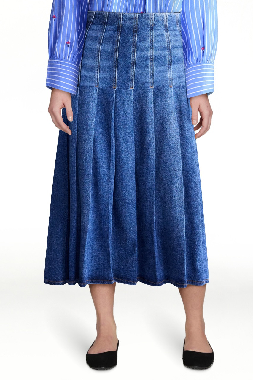 Free Assembly Women's and Women's Plus Stitched Pleat Denim Maxi Skirt, Sizes 0-28W | Walmart (US)