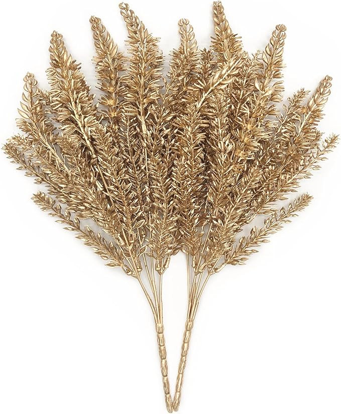 Artificial Plants Golden Wheat Ears, for Christmas Fake Plant Flowers Bush Grass Decoration Fern ... | Amazon (US)