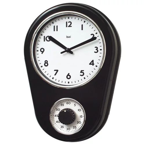 Bai Retro Kitchen Timer Wall Clock, Black - Walmart.com | Walmart (US)