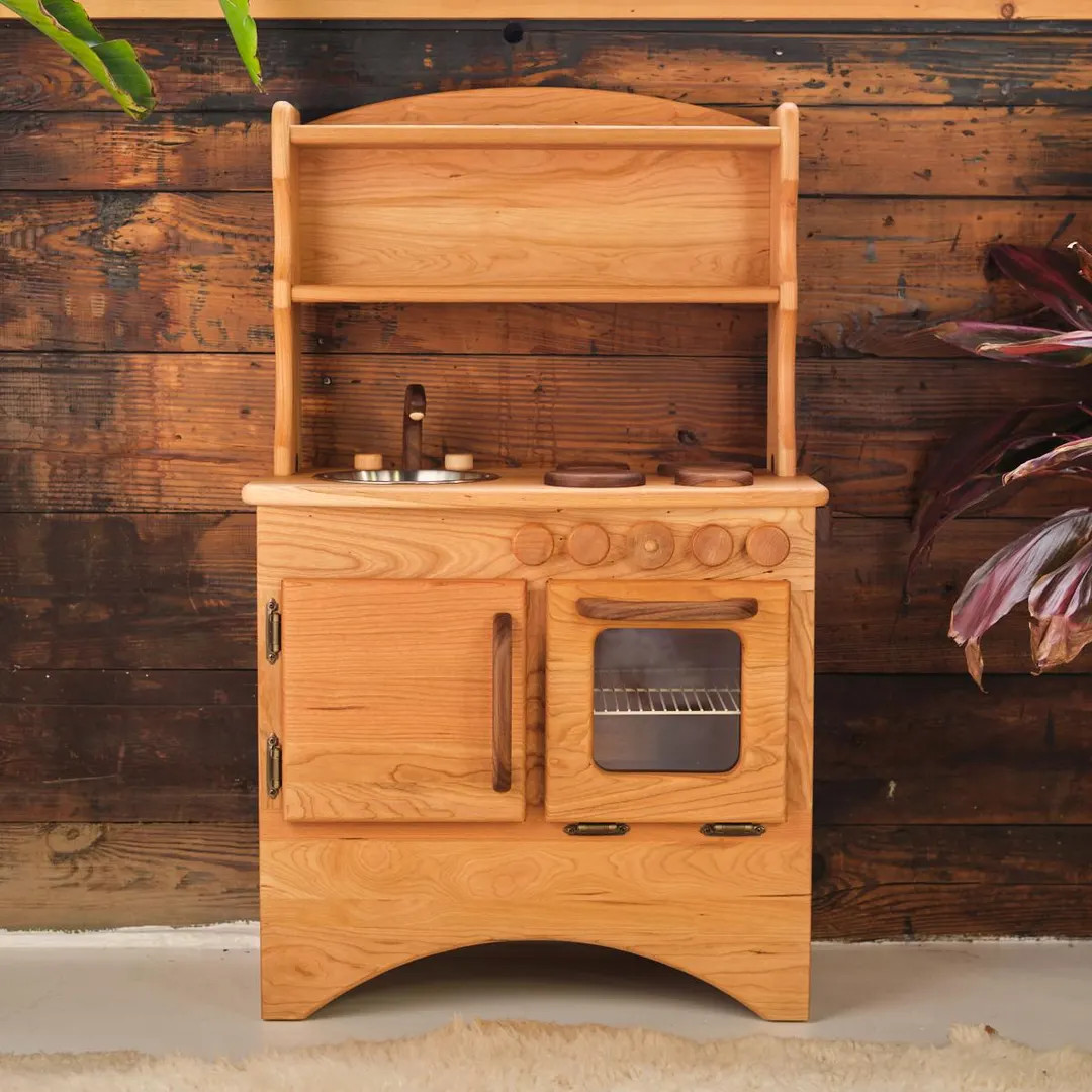 Simple Hearth Wood Play Kitchen - Cherry Wood - Etsy | Etsy (US)