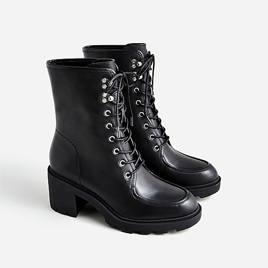 Lace-up ankle-heel boots in leather | J. Crew US