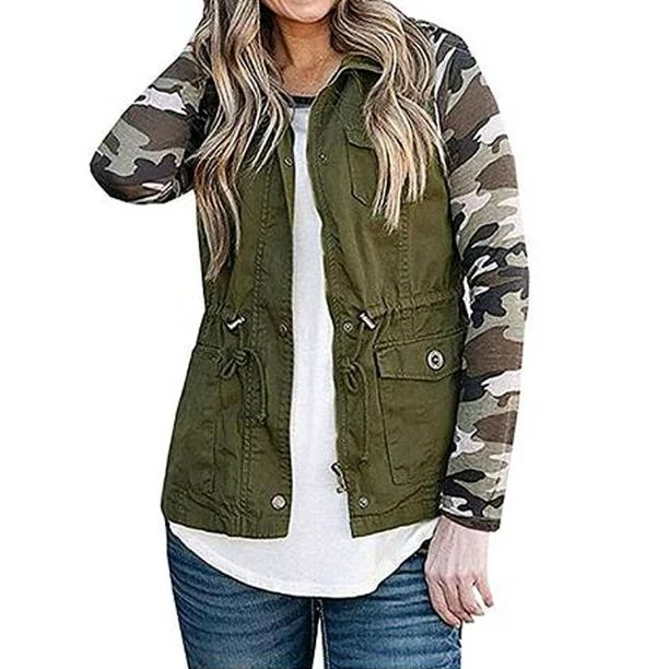 Womens Cargo Utility Safari Vest W/Pockets Drawstring Tops Bomber Jacket Coat | Walmart (US)