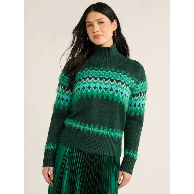 Free Assembly Women’s Fair Isle Turtleneck Sweater, Midweight, Sizes XS-XXXL | Walmart (US)