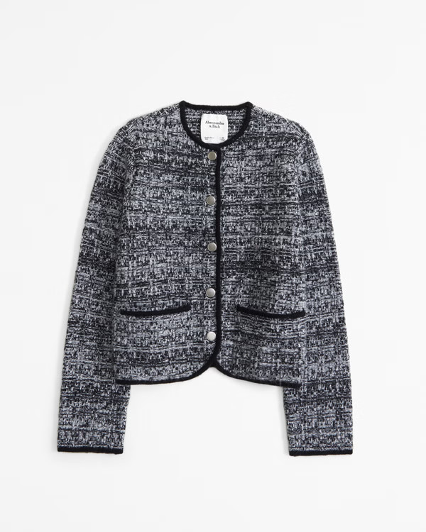 Novelty Button Tweed-Inspired Sweater Jacket | Abercrombie & Fitch (US)
