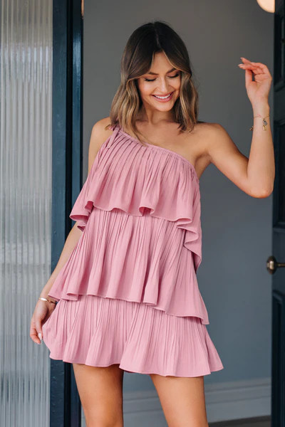 Anneliese One-shoulder Lace-up A-Shape Dress | Cupshe UK