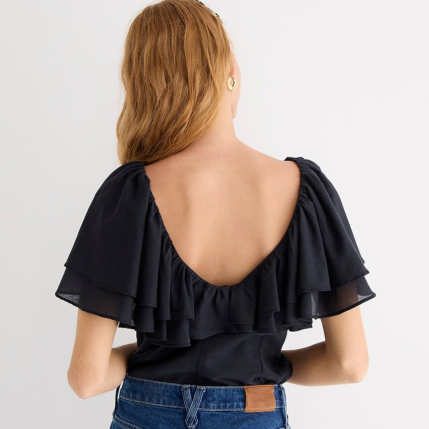 Double-ruffle cotton voile top | J. Crew US
