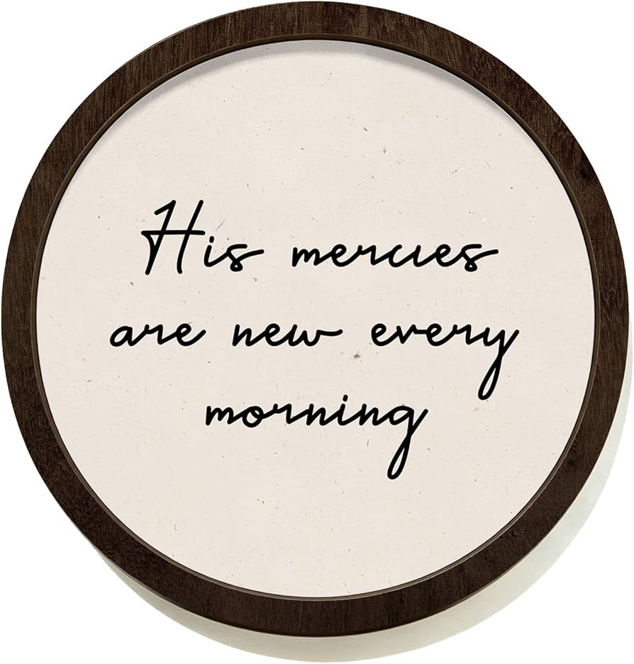 CalmVerve Christian Bible Verse Round Wooden Wall Art, His Mercies Are New Every Morning Religiou... | Amazon (US)