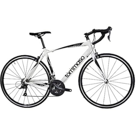 Tommaso Imola Endurance Aluminum Road Bike, Shimano Claris R2000, 24 Speeds, Black, White, Burnt Ora | Amazon (US)