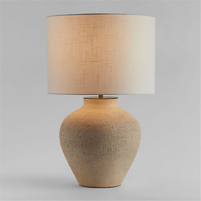 Corfu Cream Table Lamp with Linen Drum Shade Bedroom Lighting + Reviews | Crate & Barrel | Crate & Barrel