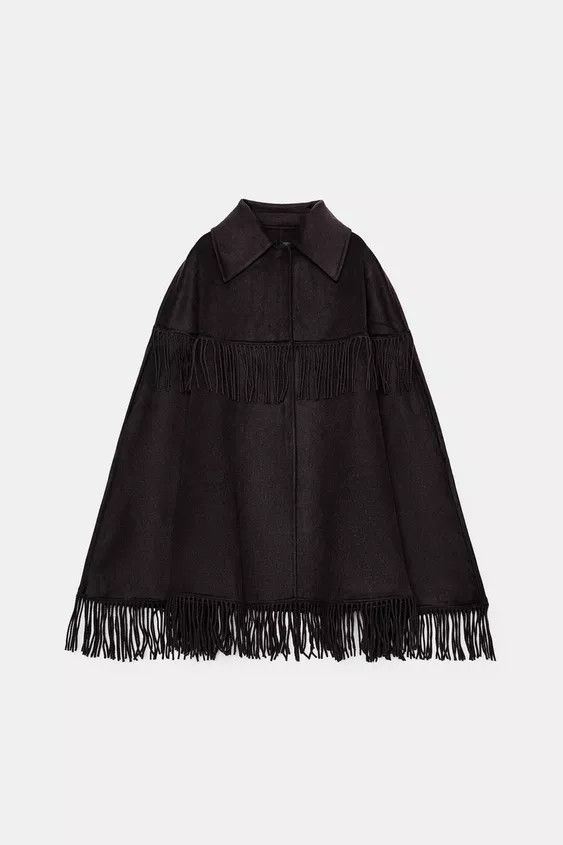 WOOL FRINGED CAPE | Zara US
