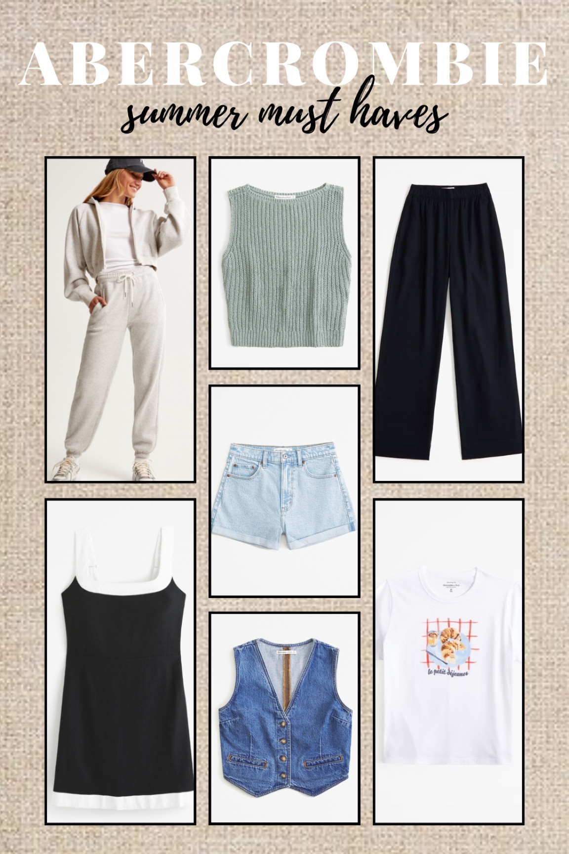 Abercrombie must haves for this summer! Soft sweatpants sets, linen pants and dresses, denim vests, graphic tees 

#LTKStyleTip #LTKFindsUnder50 #LTKSeasonal