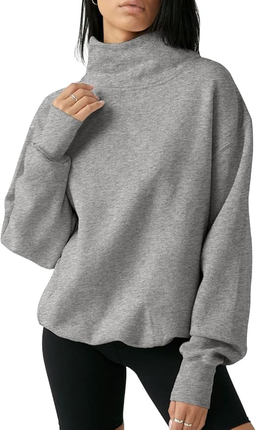 Fisoew Women's Oversized Turtleneck Sweatshirt Long Sleeve Pullover Casual Tops | Amazon (US)