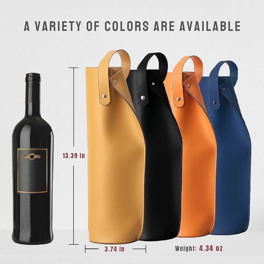 Leather Wine Tote Bag - Orange Wine Bottle Gift Bag Champagne Tote Carrier for Wine Lovers | Amazon (US)
