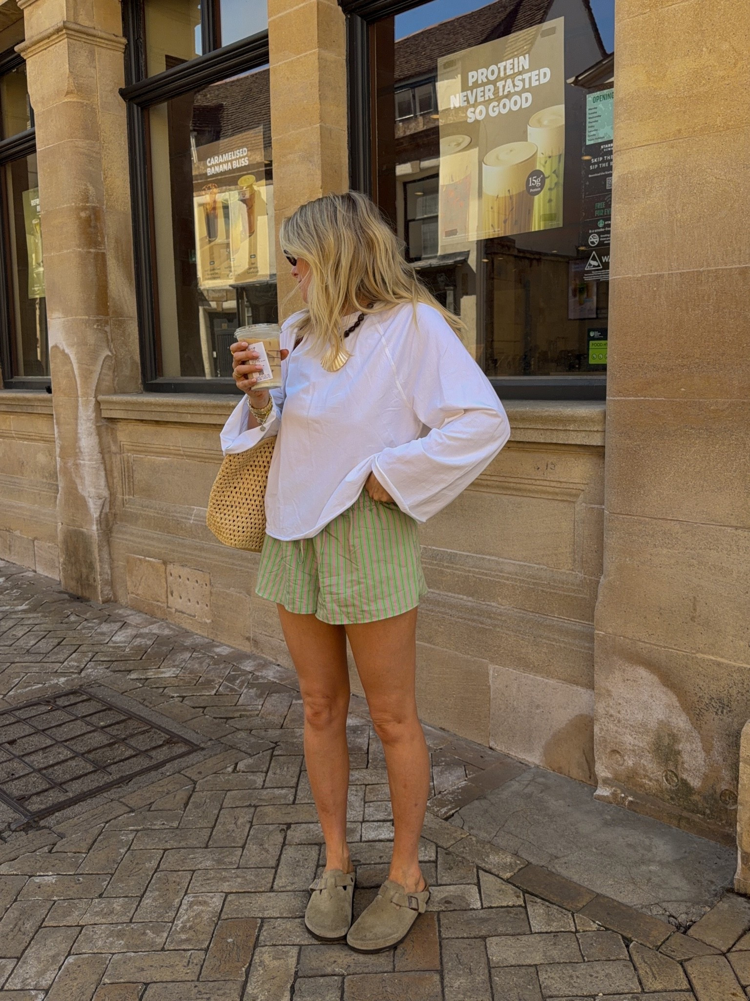 Zara outfit, summer outfit , striped shorts, white tee, oversized tee, Birkenstocks, 
Zara shorts

#LTKuk #LTKsummer #LTKstyletip