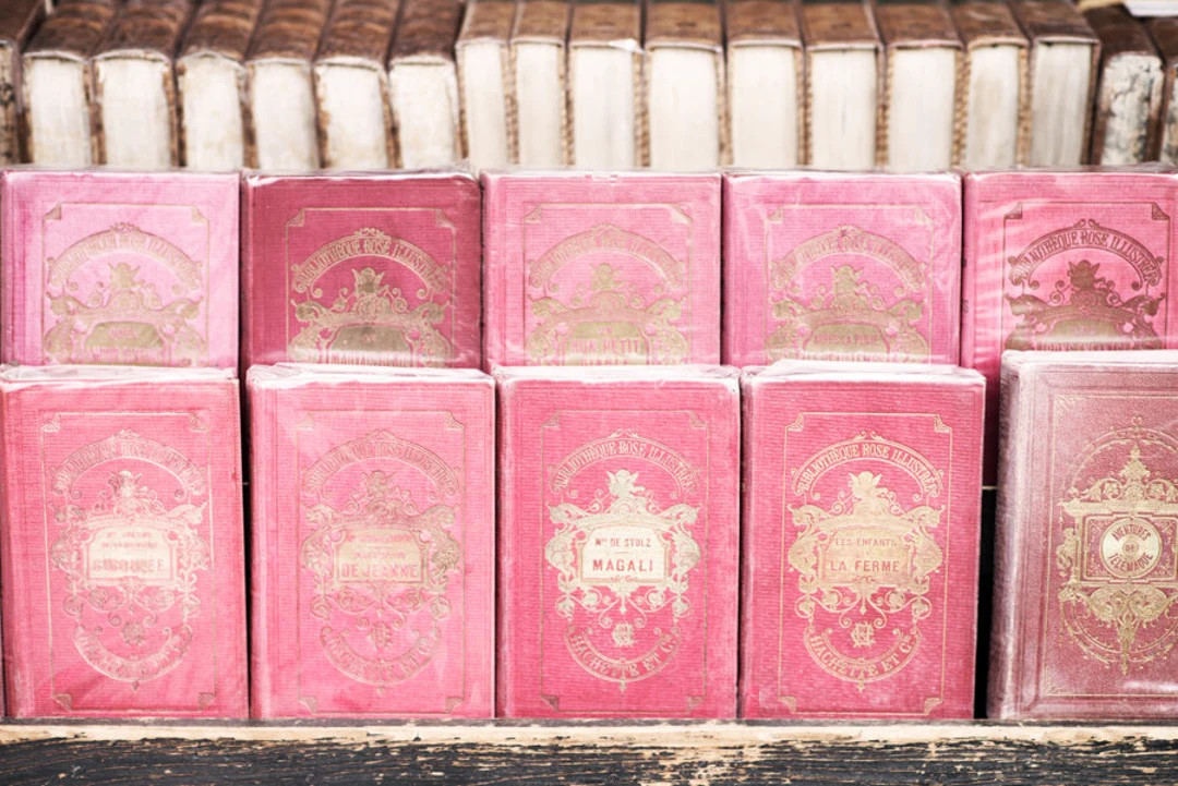 Paris Photography Print - Photograph of Pink Books, Bibliotheque Rose, France Travel Photograph, ... | Etsy (US)