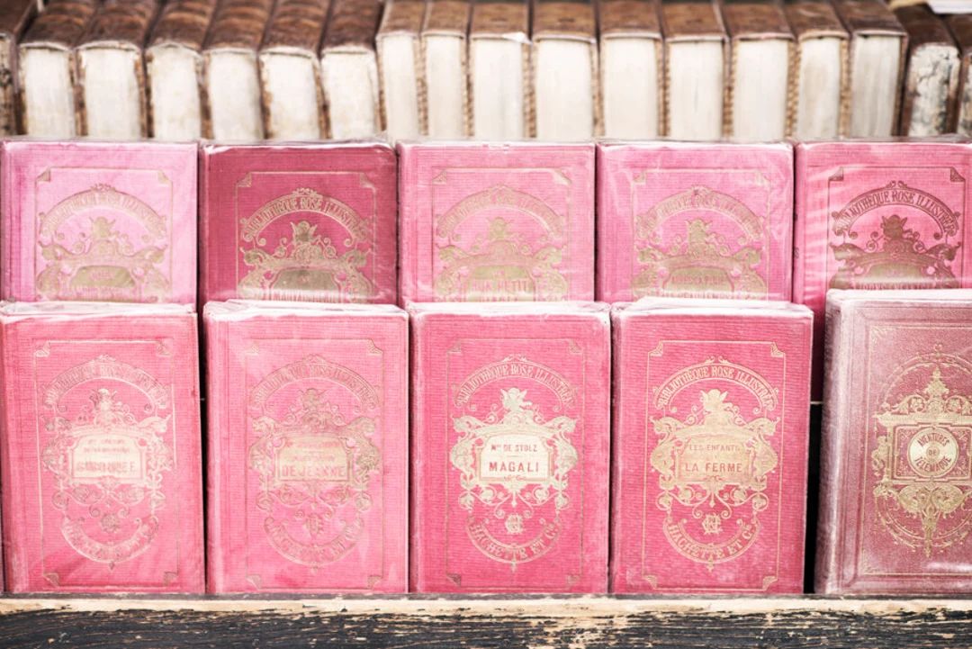 Paris Photography Print - Photograph of Pink Books, Bibliotheque Rose, France Travel Photograph, ... | Etsy (US)