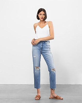 Hidden Jeans Light Wash Ripped Straight Jeans | Express