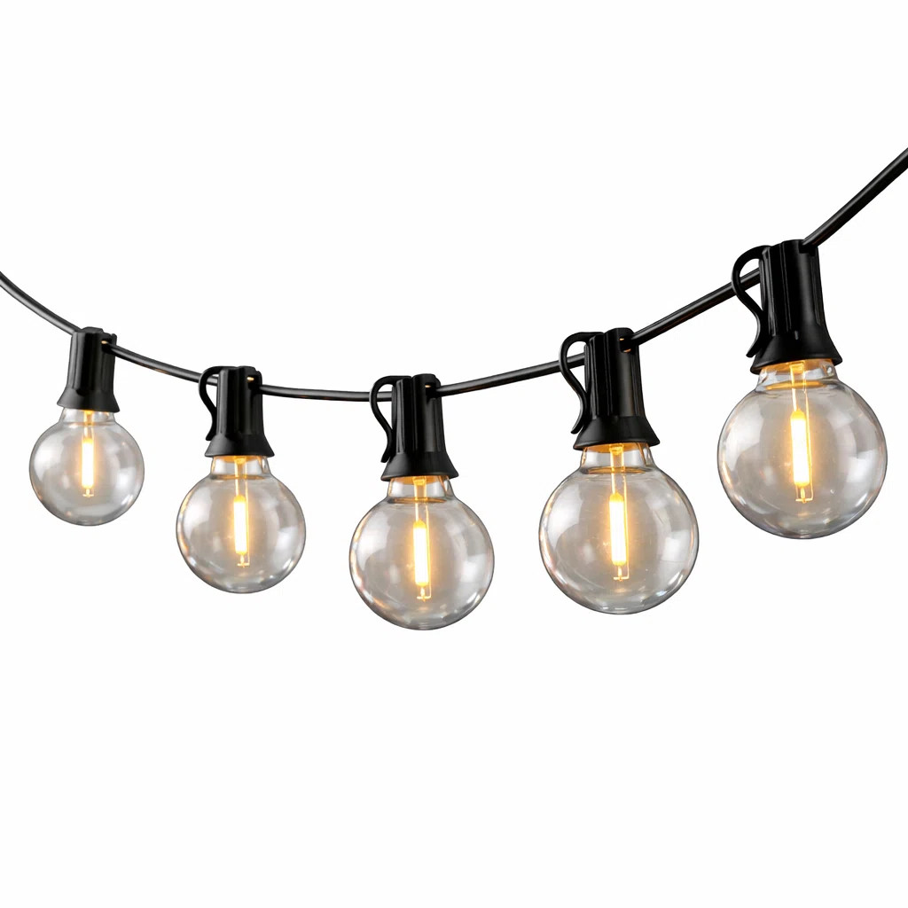 50ft 50-Bulb Outdoor Plug-in Globe String Lights, Shatterproof, Connectable, 2200K Soft Warm Glow | Wayfair North America
