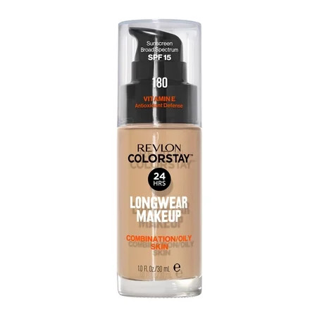 Revlon ColorStay Liquid Foundation Makeup, Matte Finish, Combination/Oily Skin, SPF 15, 180 Sand Beige, 1 fl oz | Walmart (US)
