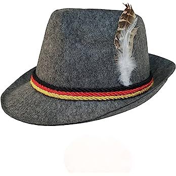Grey Felt Alpine Oktoberfest German Bavarian Costume Hat w/Feather | Amazon (US)