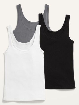 Slim-Fit Rib-Knit Tank Top 3-Pack for Women | Old Navy (US)