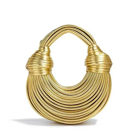 Fashion Gold Hand-Woven Women's Bag - Noodle Knot Design, Cloud-Shaped Tote & Crossbody Purse | Walmart (US)