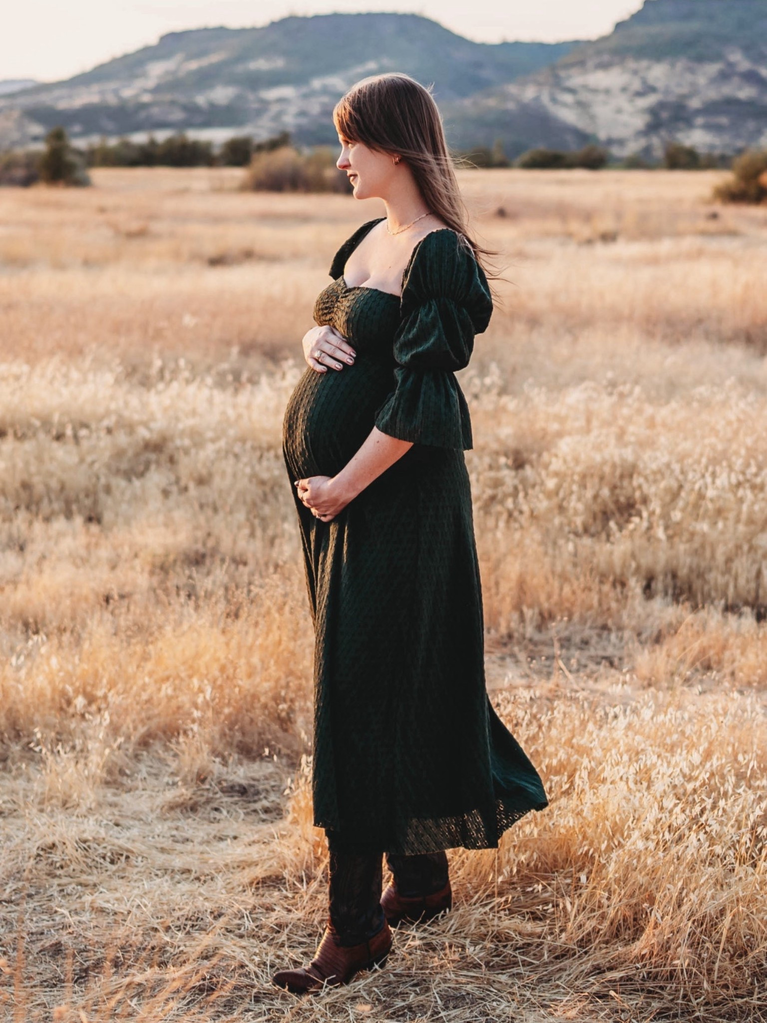 The perfect maternity shoot dress! Ordered my normal size and know it will fit perfectly after baby too! This was at 35 weeks and it was a bit snug, but worked great! Love that you can wear the sleeves on or off the shoulder too!

#LTKFindsUnder100 #LTKBump #LTKBaby
