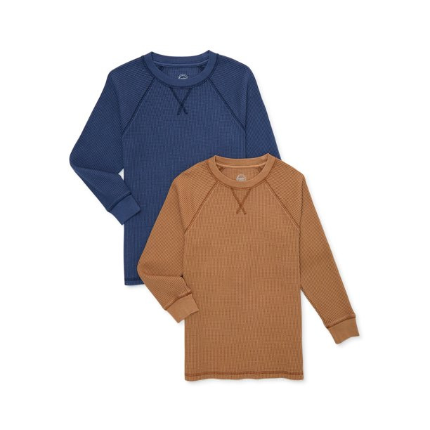 Wonder Nation Boys Long Sleeve Thermal 2-Pack Shirts, Sizes 4-18 & Husky - Walmart.com | Walmart (US)