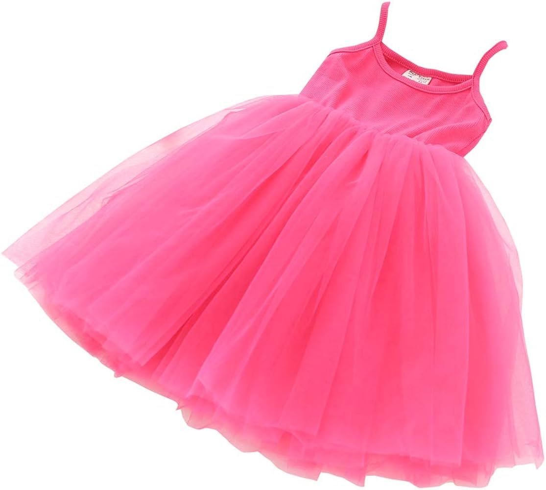 Baby Girls Tutu Dress Sleeveless Infant Toddler Sundress Tulle Bubble 5 Layers | Amazon (US)