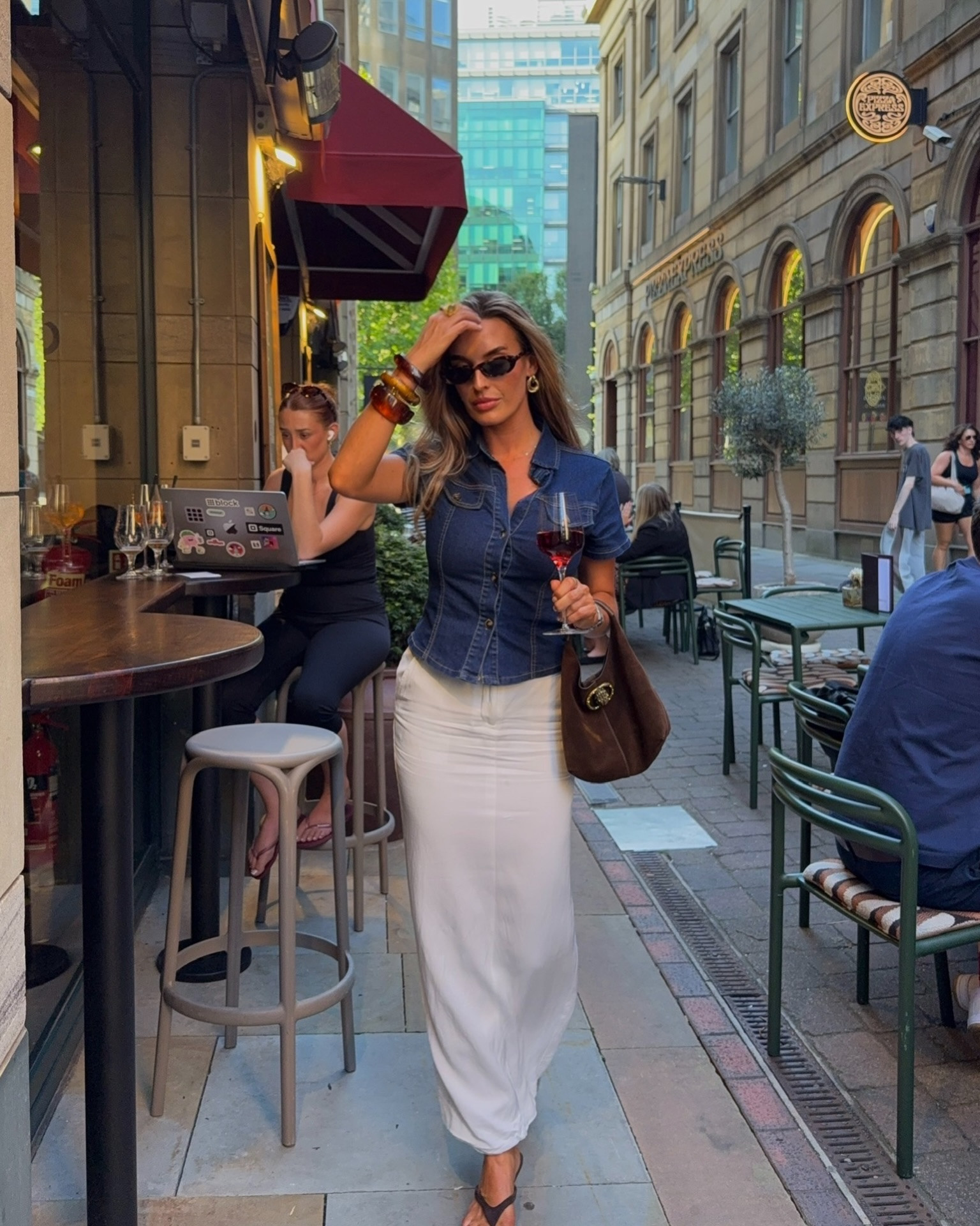 🍷is the way to my heart 

Ootn, pre fall style , pre fall fashion, early autumn outfit, weekend outfit, weekend style, maxi skirt, denim top, suede bag, city chic, chic outfit inspo
