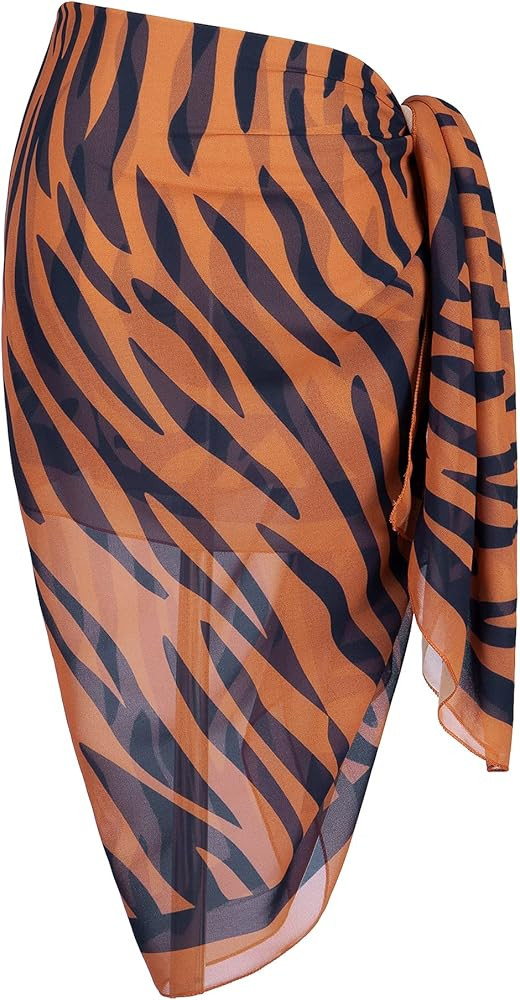 MissShorthair Womens Chiffon Beach Pareos Sarong Sheer Swimsuit Cover Ups Swimwear Bikini Wrap | Amazon (US)