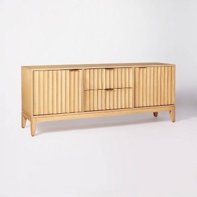 Thousand Oaks Wood Scalloped TV Stand for TVs up to 50" Natural - Threshold™ designed with Studio McGee: Elegant Media Storage | Target