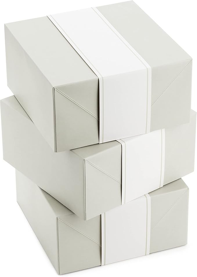 Hallmark 8" Medium Pearl White Gift Boxes with Wrap Bands (3 Boxes, 3 Wrap Bands) for Easter, Wed... | Amazon (US)
